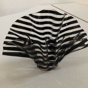 Striped Black Glass Ruffled Decorative Vase